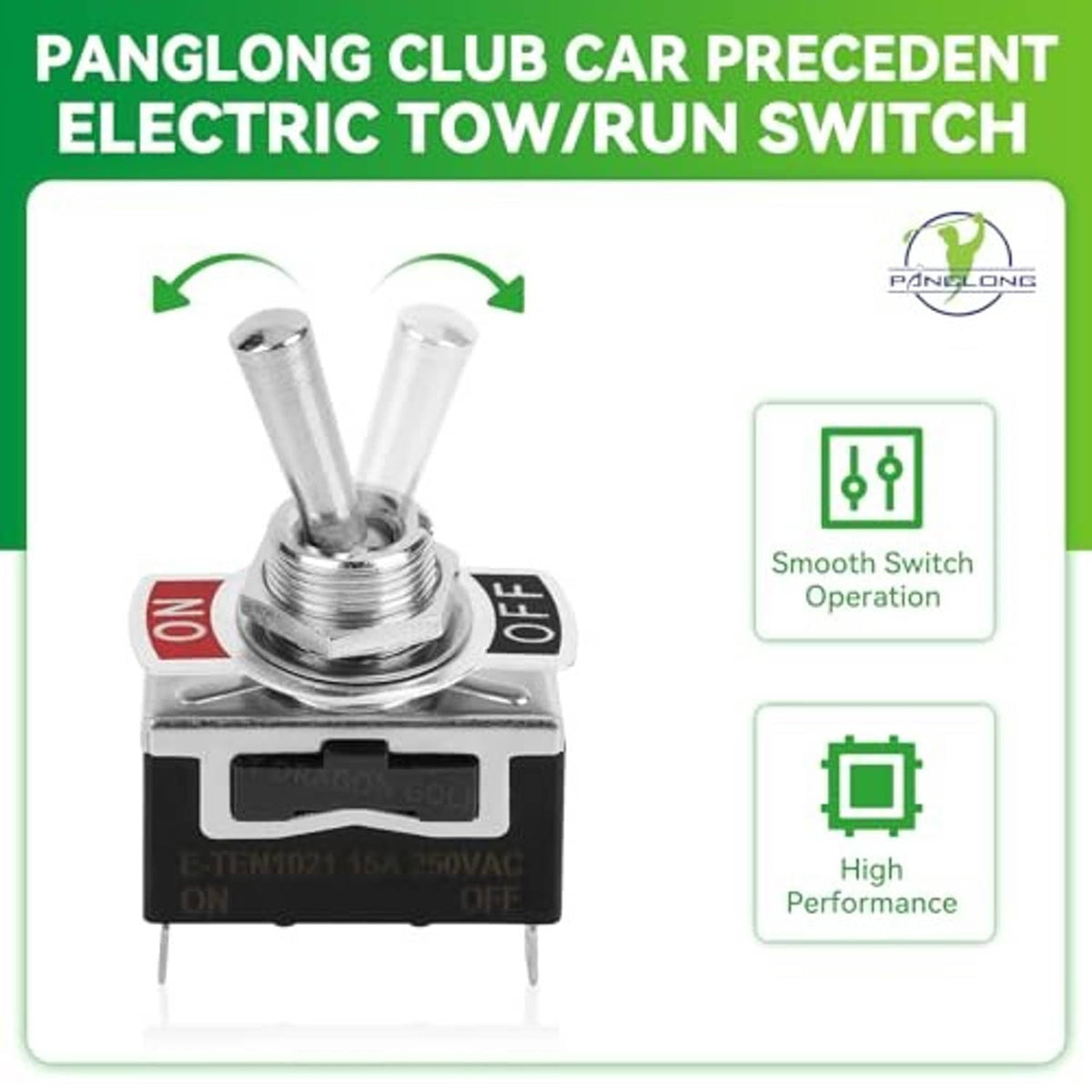 Electric tow/run switch with chrome lever, black rocker, and ON/OFF indicators