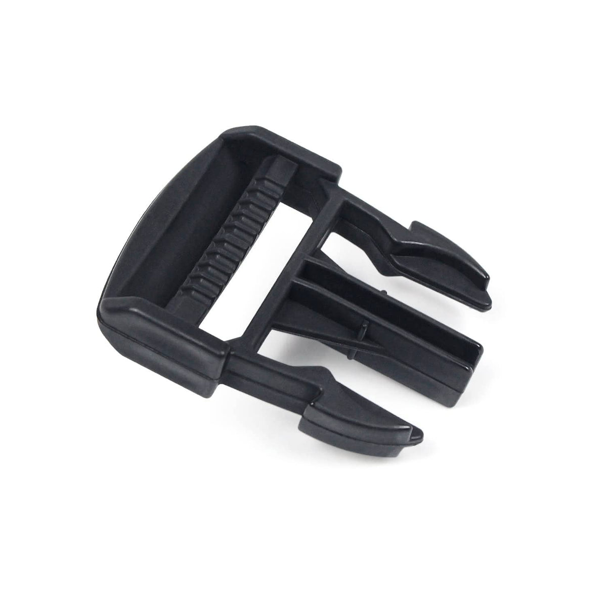 Black door net buckle clip with serrated center and snap-lock fingers