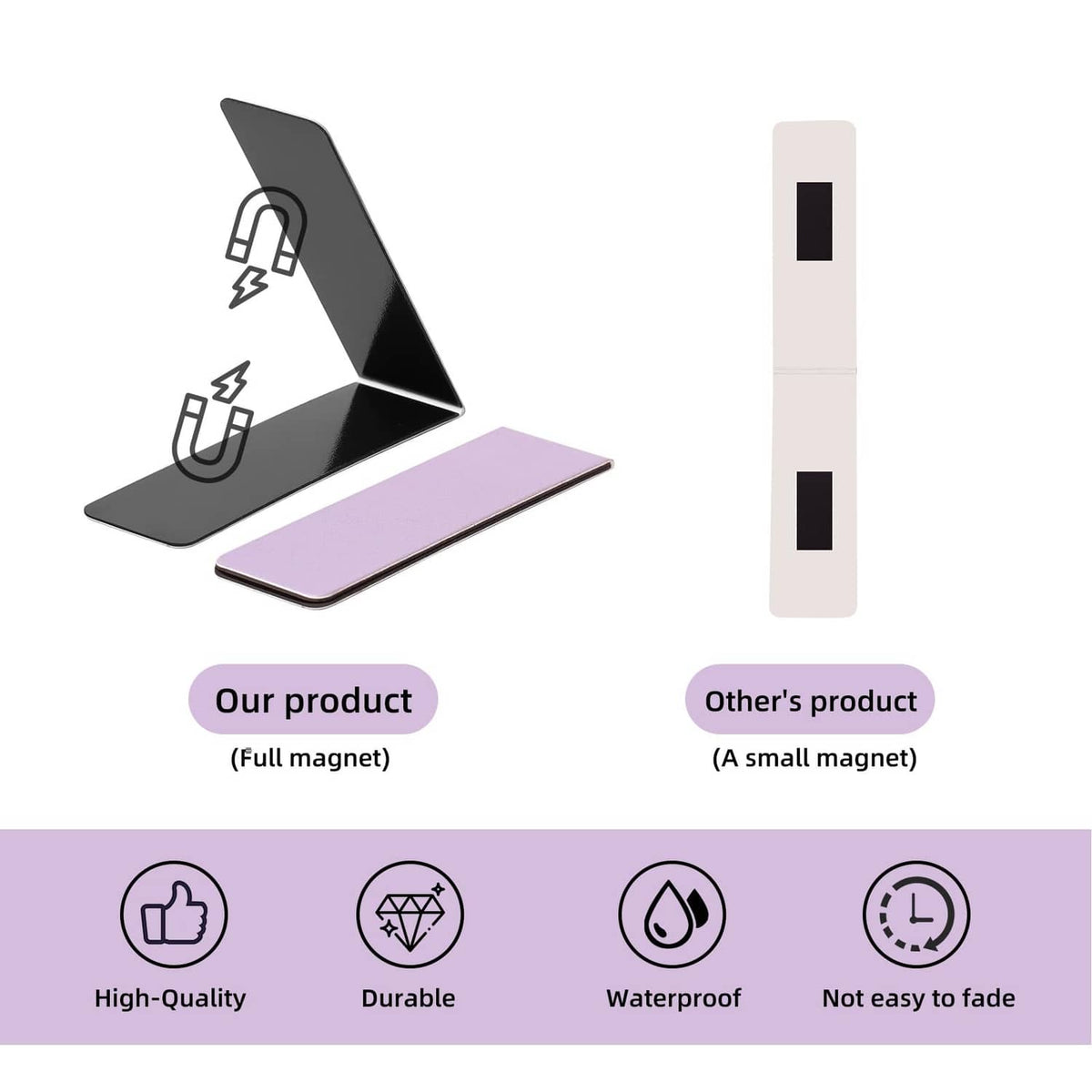 Magnetic bookmark tabs with full-length magnet design, multi-color set