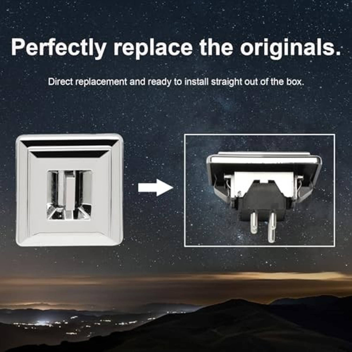 White window switch bezel with chrome insert and rear connector pin view