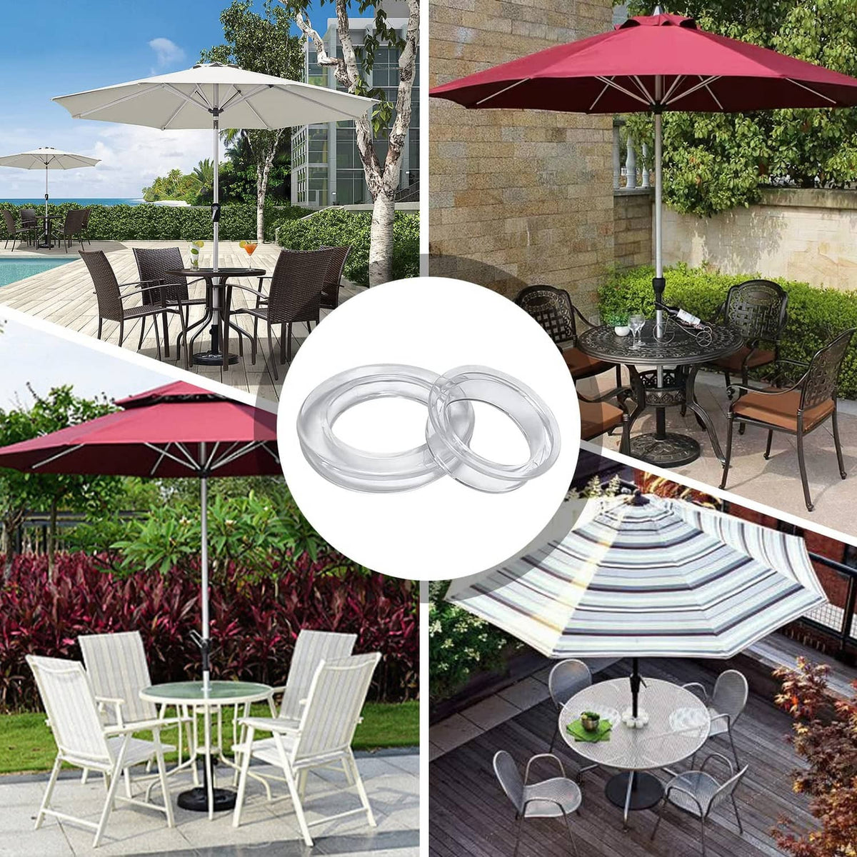 Clear silicone umbrella hole rings (2 loops) for securing umbrella pole