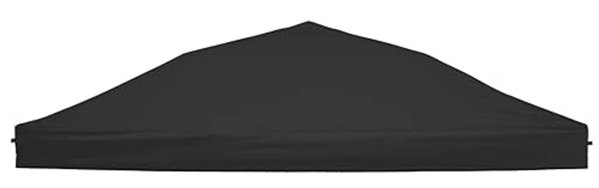 Black pop-up canopy replacement top with peaked sloped roof and curved edge