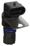 Crankshaft position sensor with black connector, metal bracket, and blue seal