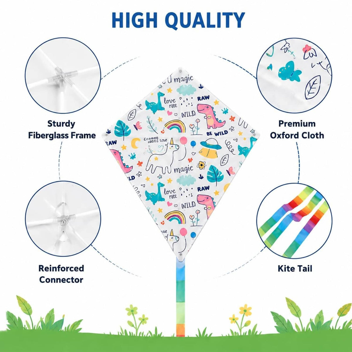 Diamond DIY kite with premium Oxford cloth and sturdy fiberglass frame