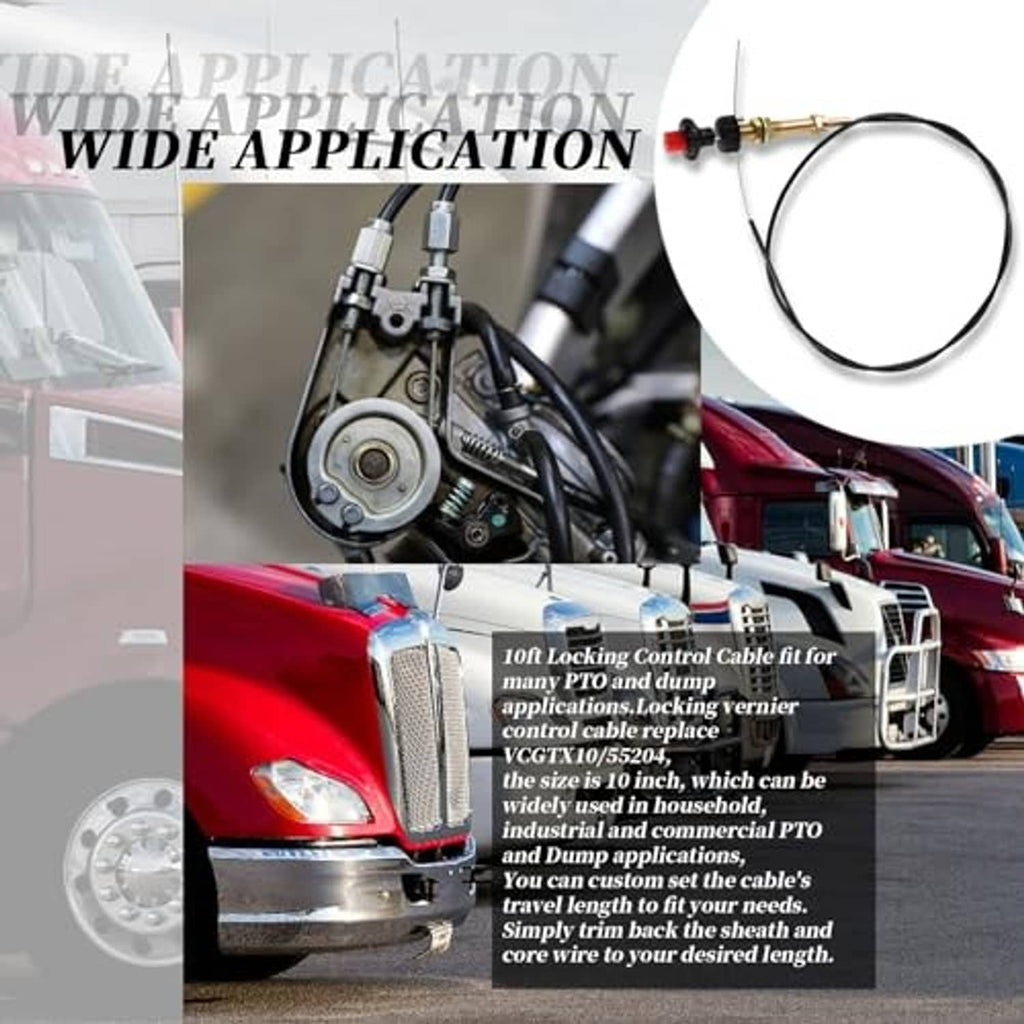 10ft throttle locking control cable bundle with black cable and brass connection
