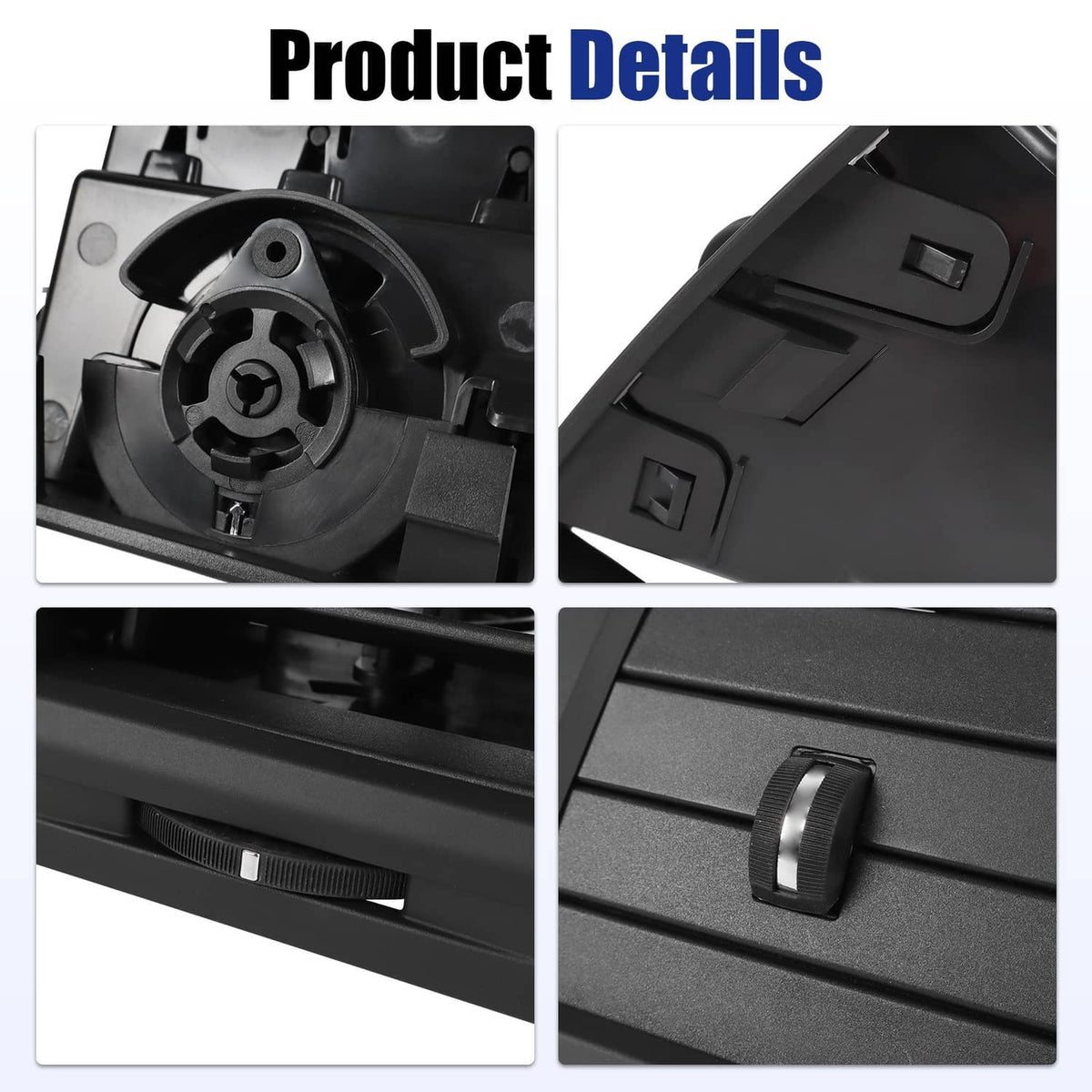 Dashboard A/C vent grille with adjustable center lever, black plastic housing