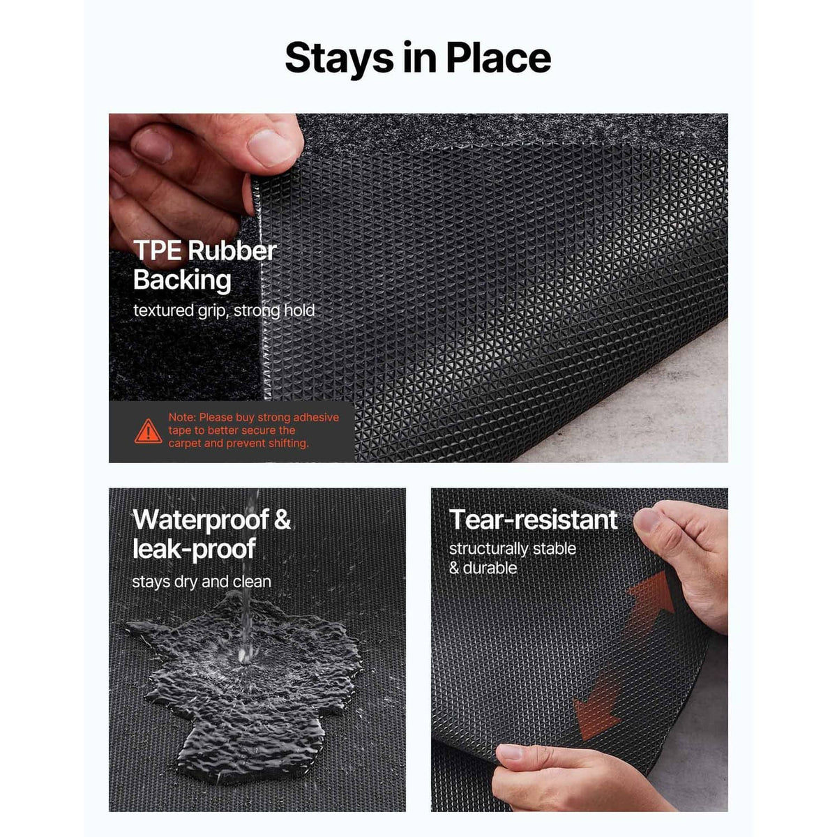 Oil spill mat with textured TPE rubber backing, dark gray felt top and grippy surface.