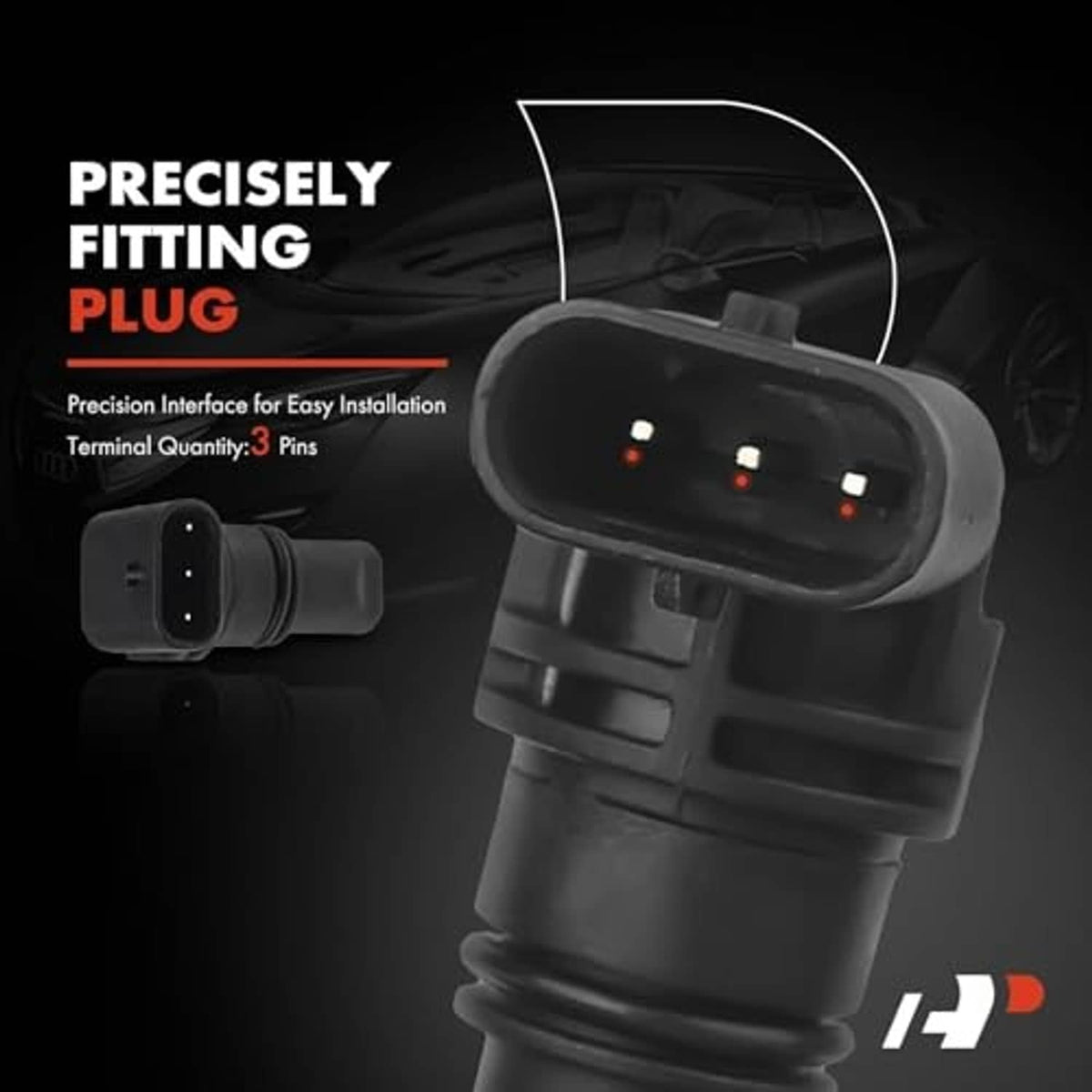 Engine camshaft position sensor connector plug with 3-pin electrical port