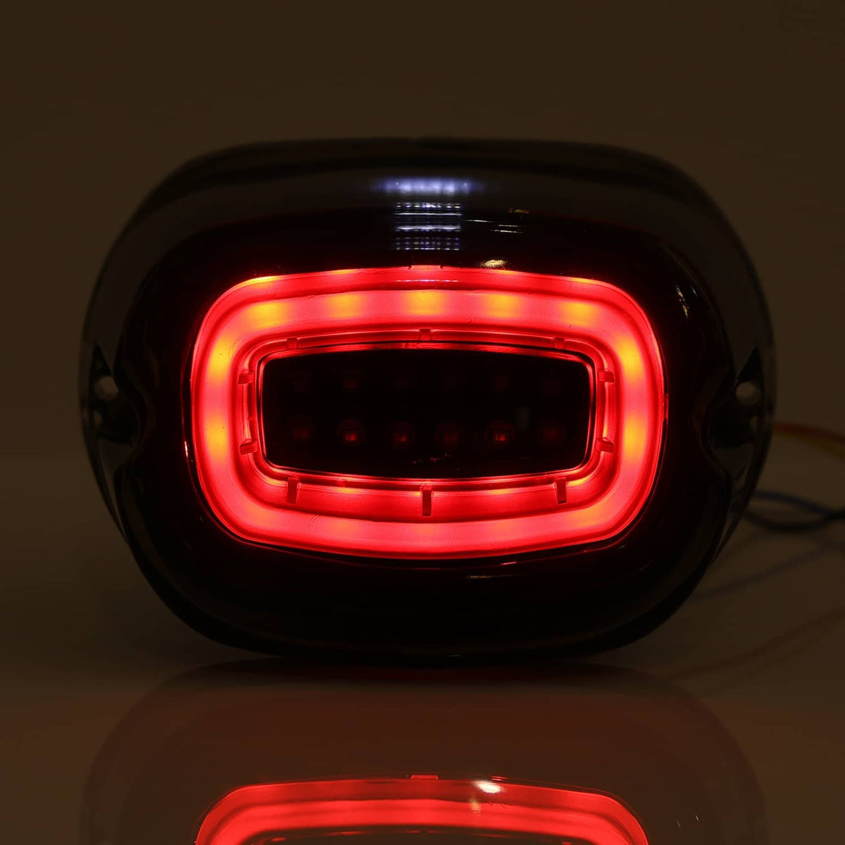 Smoked LED rear tail light with red brake/running glow, oval housing