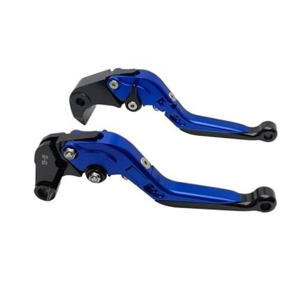 Blue and black brake/clutch lever set with adjustable folding levers
