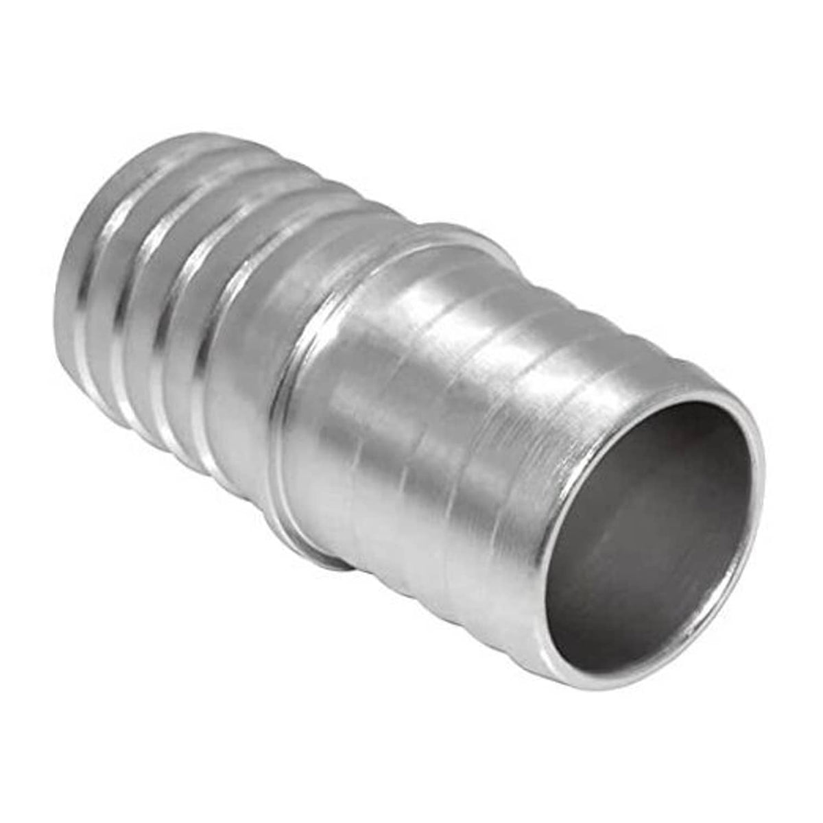 Metal radiator hose barb adapter coupler, 1-1/2 inch, ribbed ends