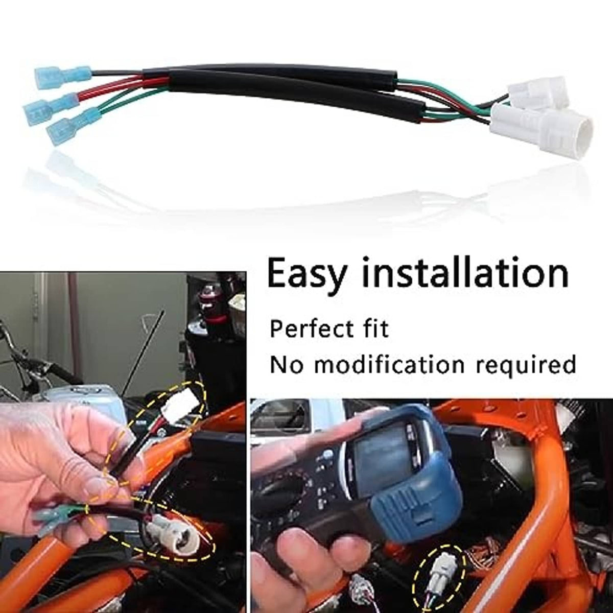 Throttle position sensor harness with prewired connectors and black cable bundle