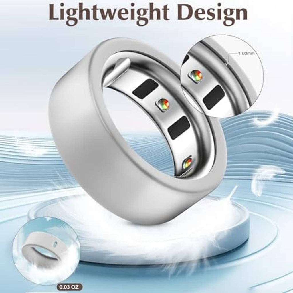 Lightweight smart ring silicone covers, silver pair with interior sensor cutouts