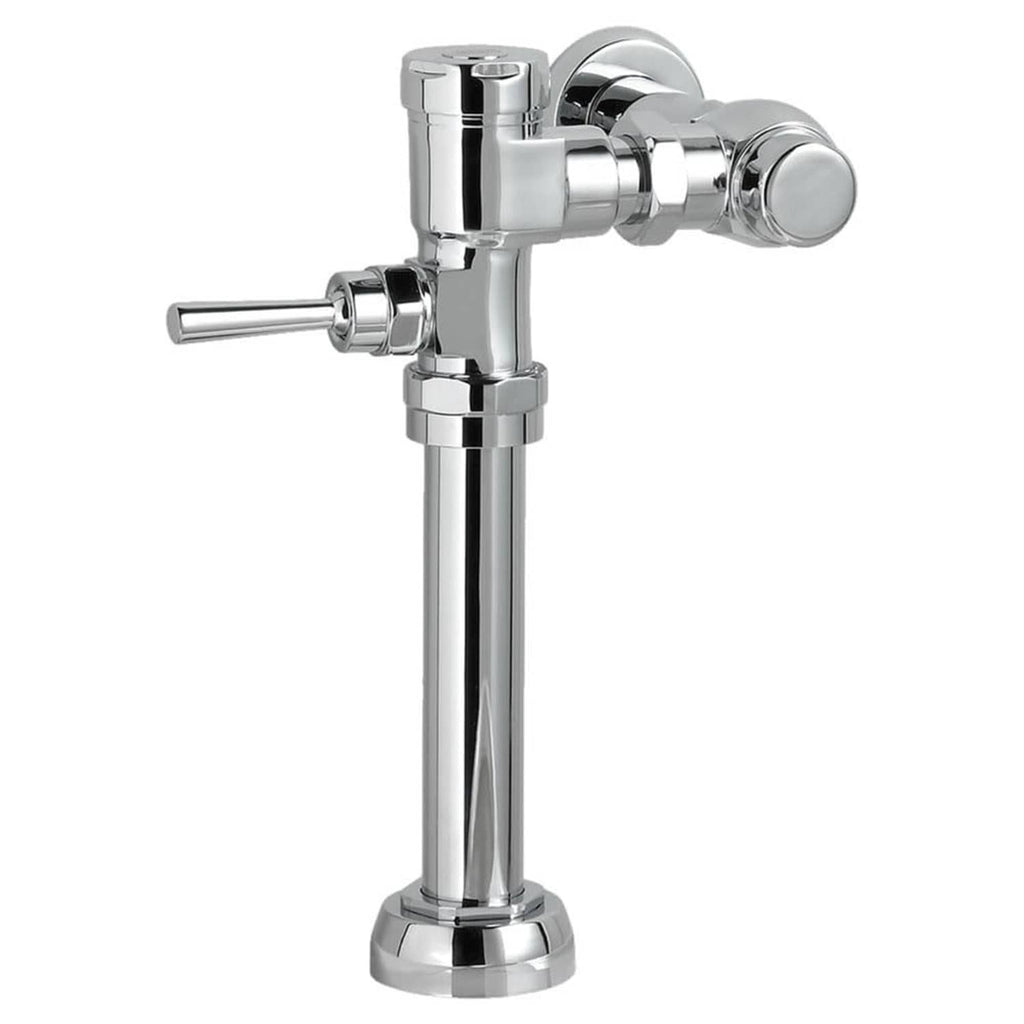 Manual toilet flush valve in polished chrome with lever handle