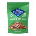 Wasabi & soy sauce flavored almonds bag in green with Blue Diamond logo