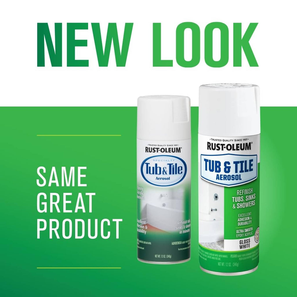 Rust-oleum Tub & Tile aerosol spray paint, gloss white, two-can display