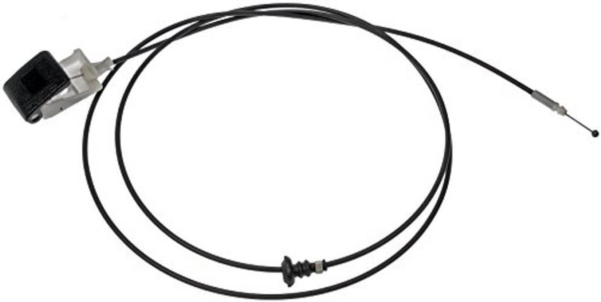 Hood release cable with black wiring and white connector ends