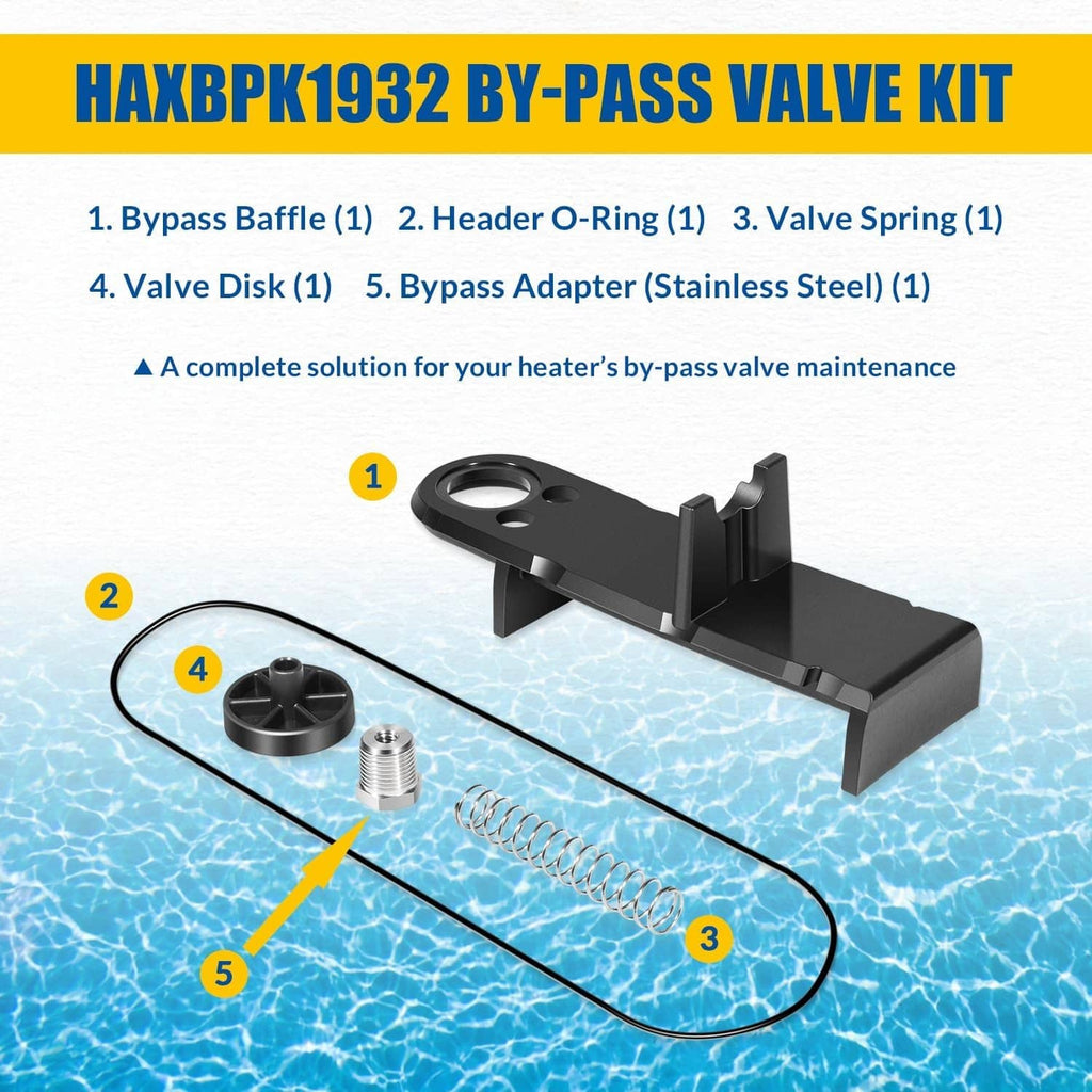 By-pass valve kit set with black bracket, bypass disk, spring, adapter, and O-ring