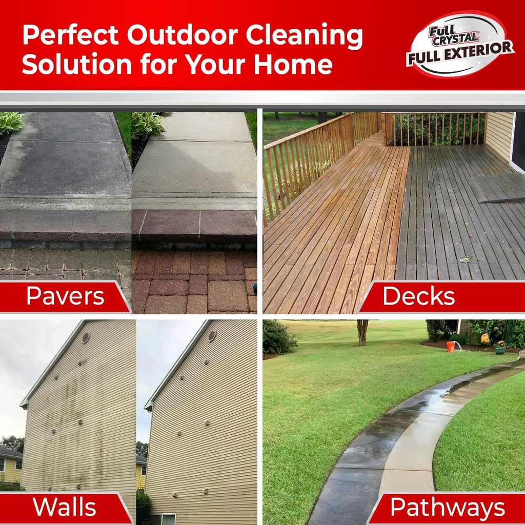 Outdoor exterior cleaning solution for pavers, decks, walls, and pathways