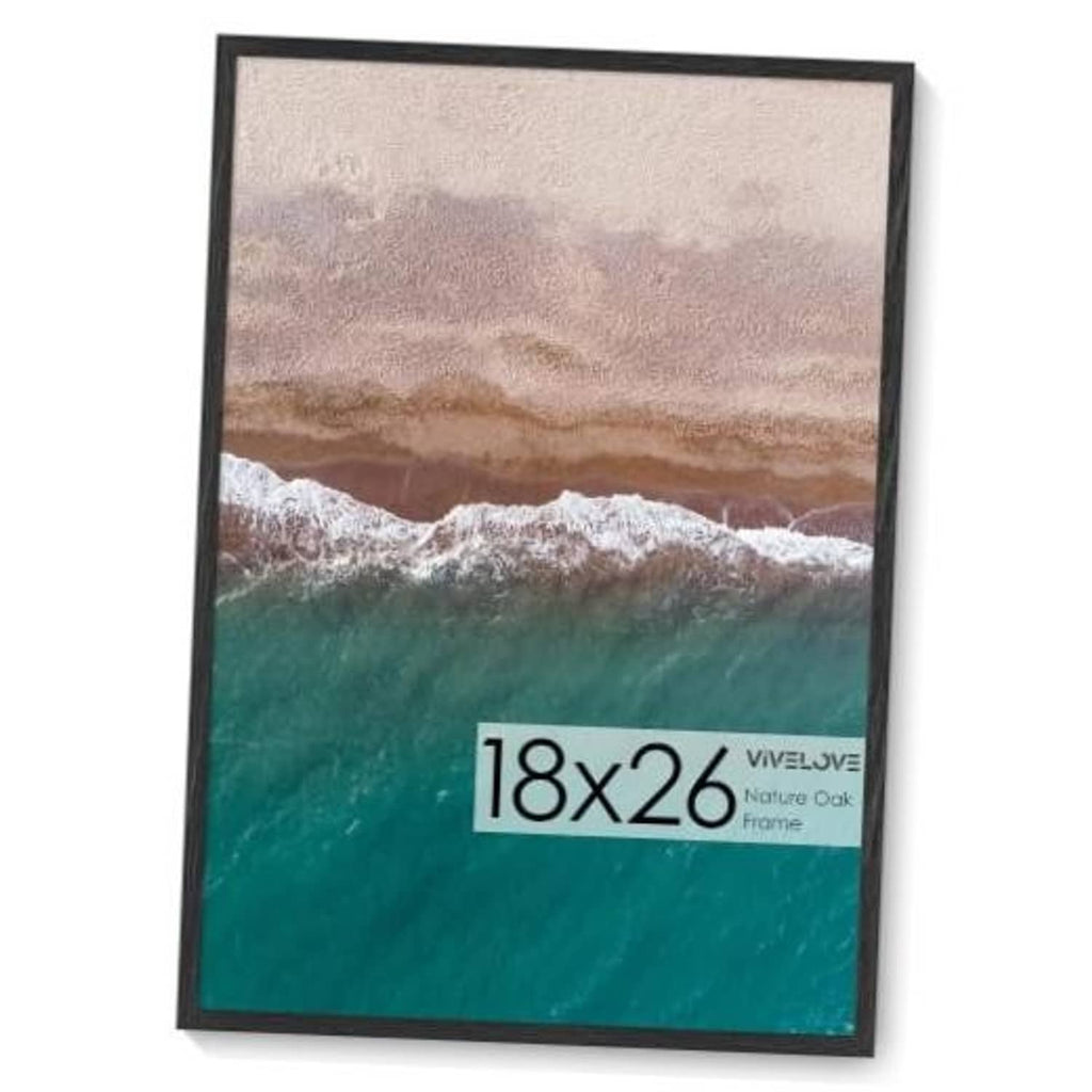 18x26 solid wood picture frame with dark border and clear glass front