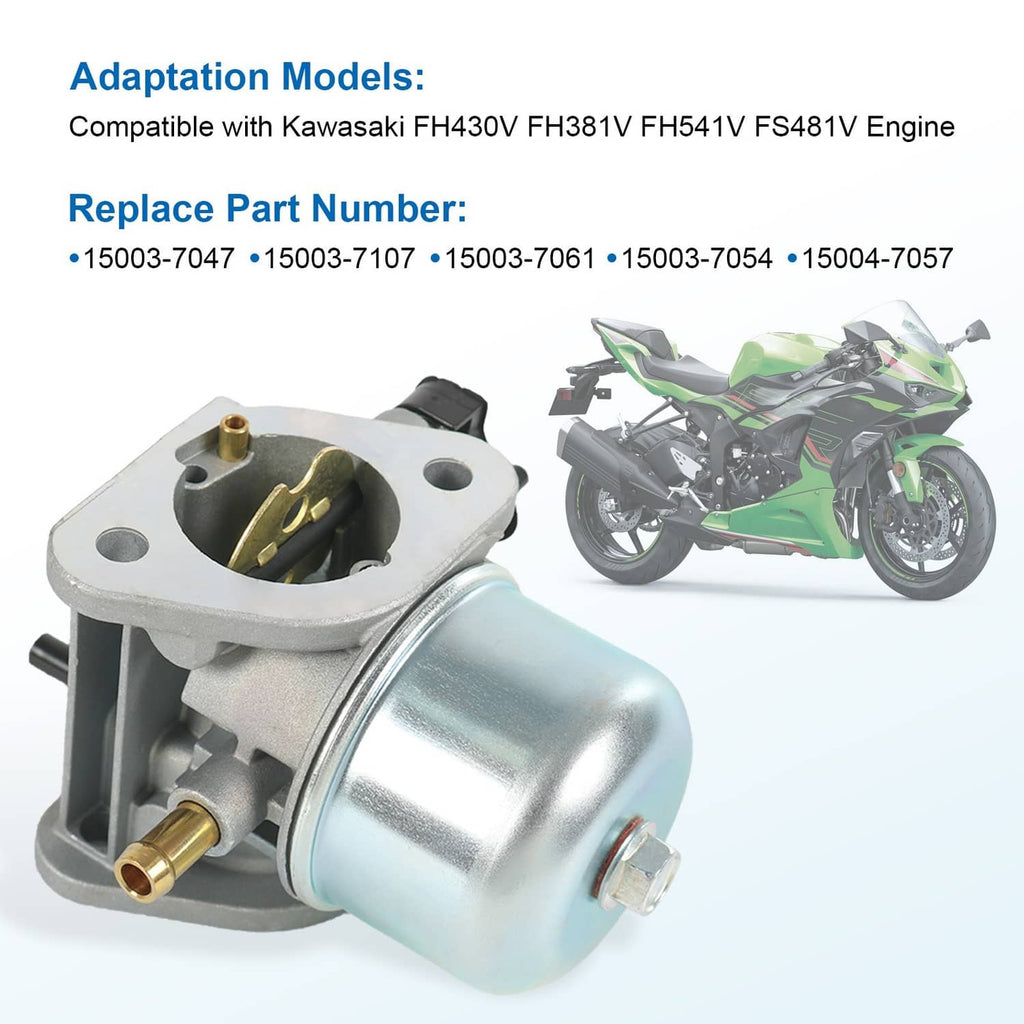 Carburetor kit with side view of metal body and included small components