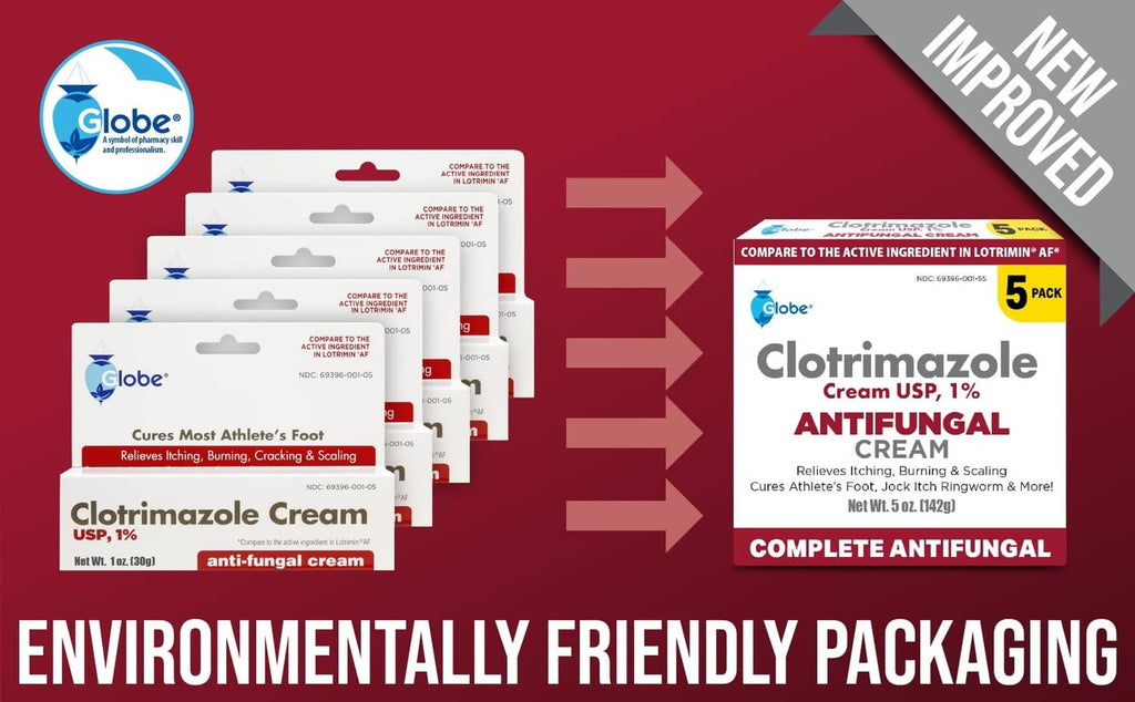 5-pack antifungal cream with environmentally friendly packaging banner