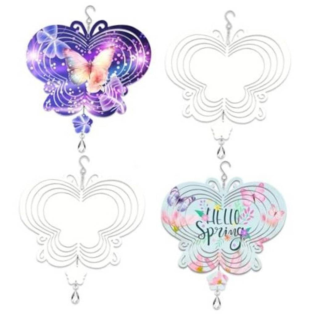 Sublimation wind spinner blank set, 8-inch butterfly outline with dangling charm hooks