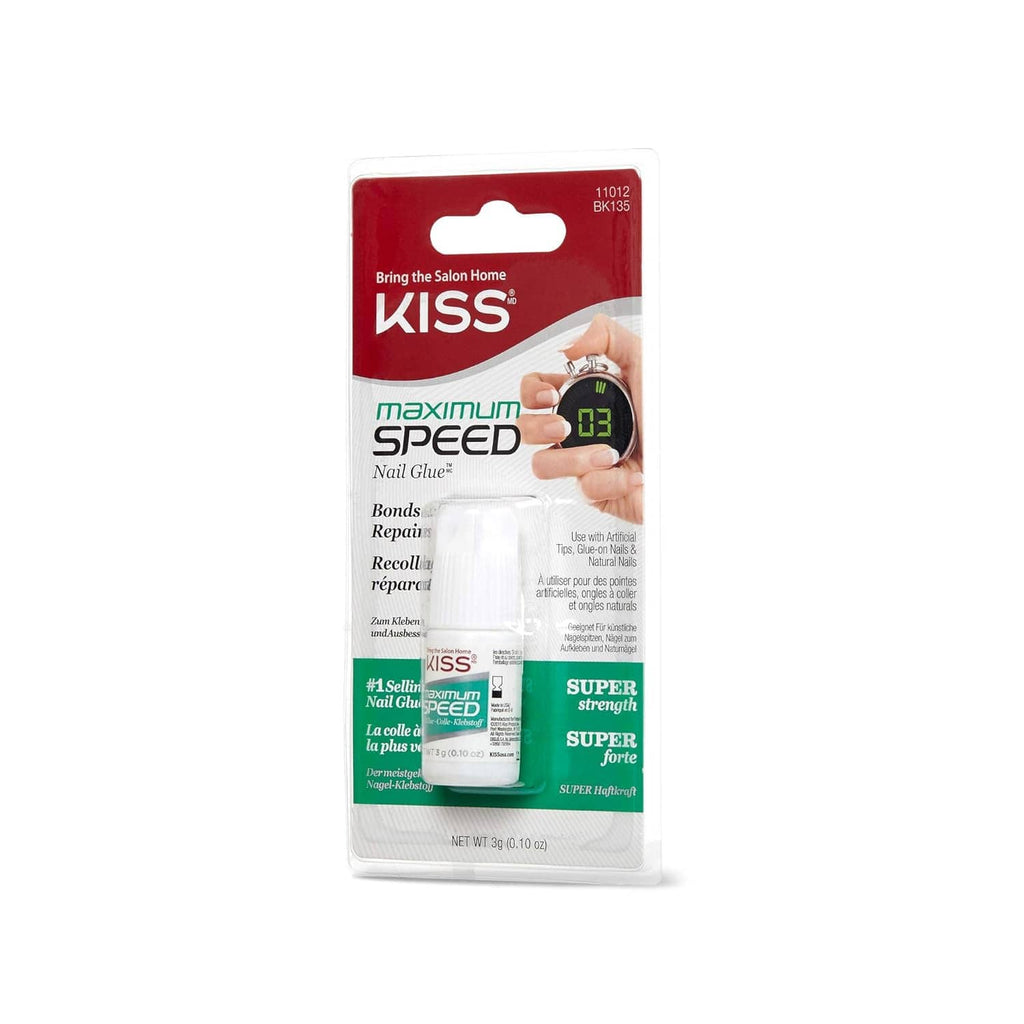 KISS Maximum Speed nail glue single pack, front blister card with bottle