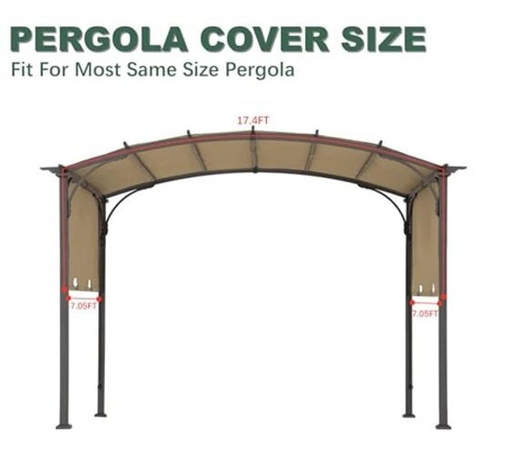 Khaki pergola cover with arched canopy and vertical support poles