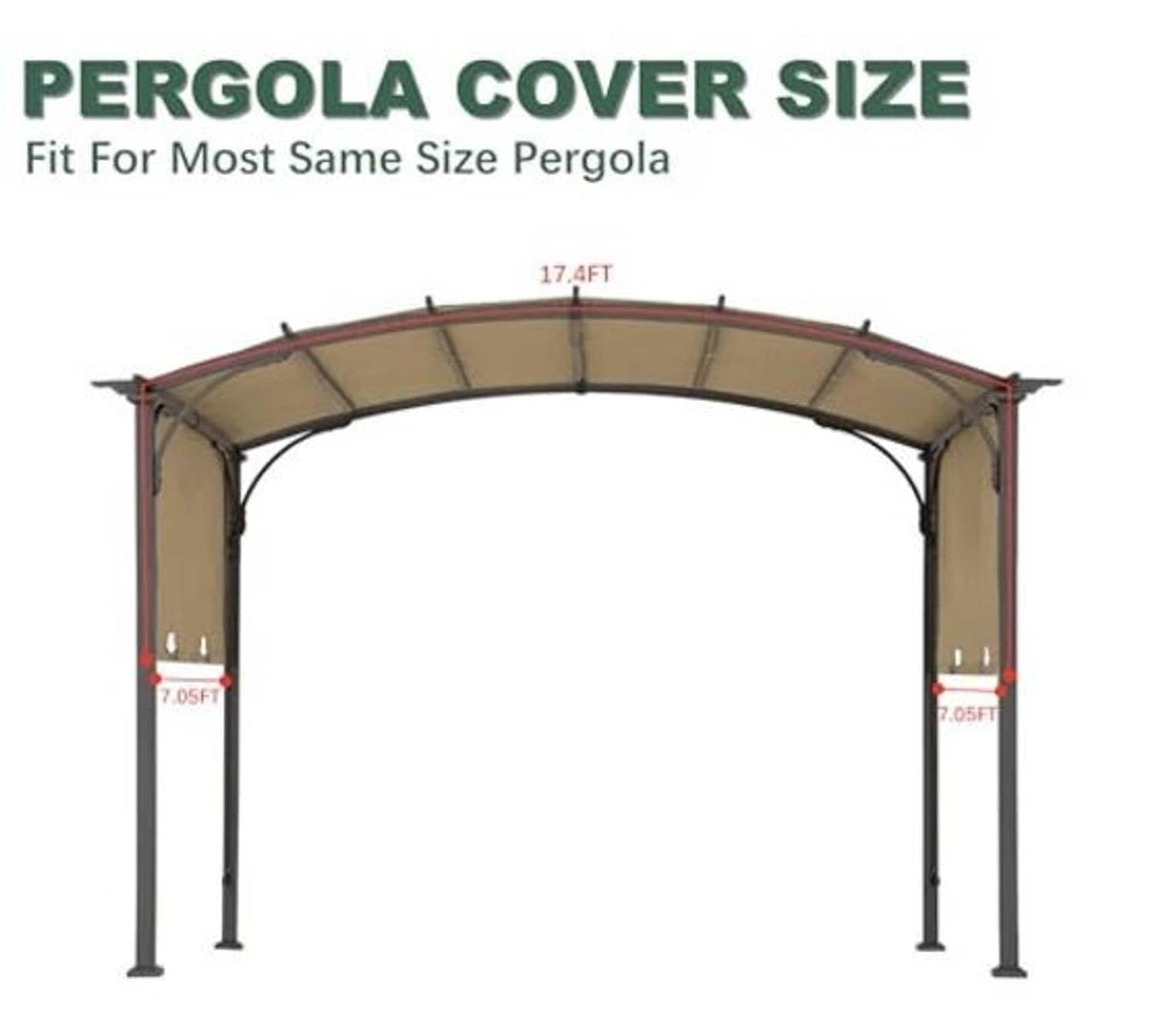 Khaki pergola cover with arched canopy and vertical support poles