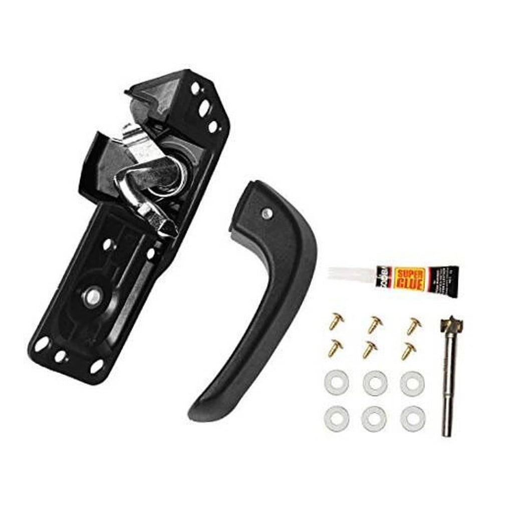 Interior door handle front left driver-side kit with black handle, latch plate, screws