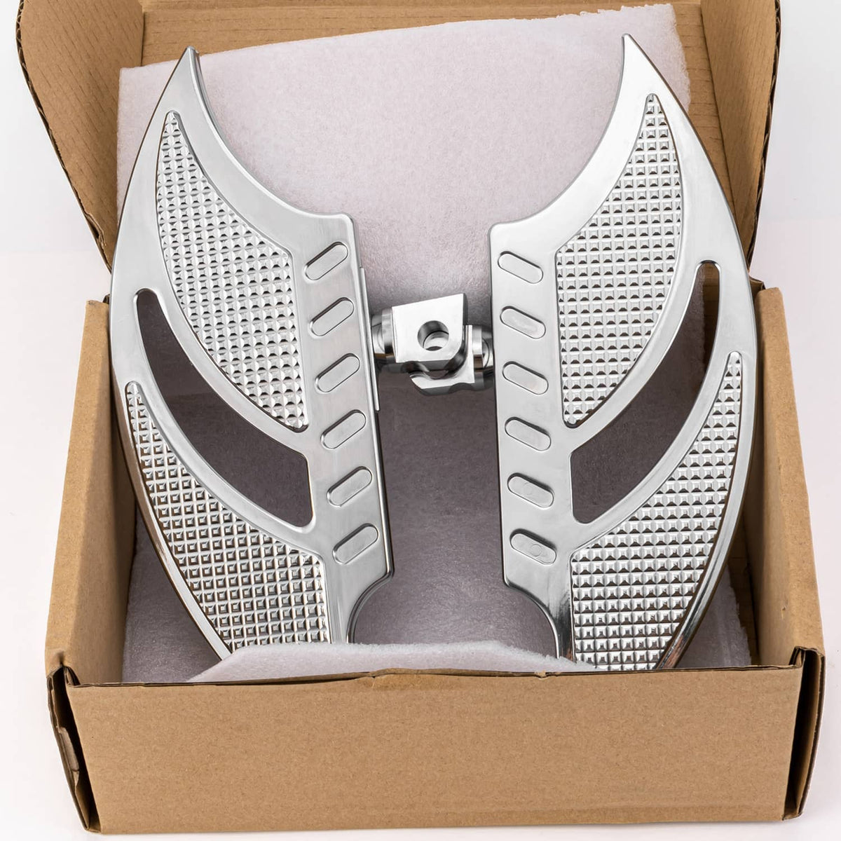 Silver driver and passenger floorboards in retail box, diamond texture and bolt holes