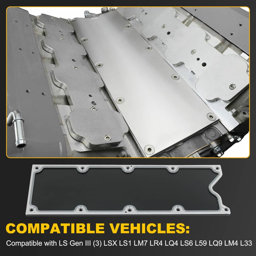 Valley cover plate and gasket set with black insert and silver mounting hardware