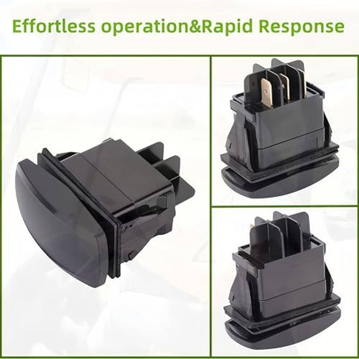 Black forward/reverse switch with raised cap and multi-pin plug connector