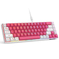 Pink-white mini wired gaming keyboard with RGB LED backlighting and white keycaps