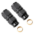 Black AN flare-to-hardline compression fitting, female end, 2-pack with brass rings
