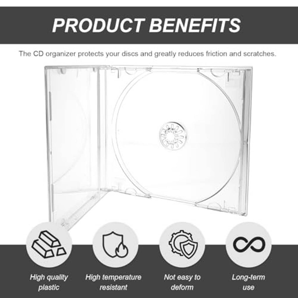 Clear single CD jewel cases with open front and disc insert, protective style