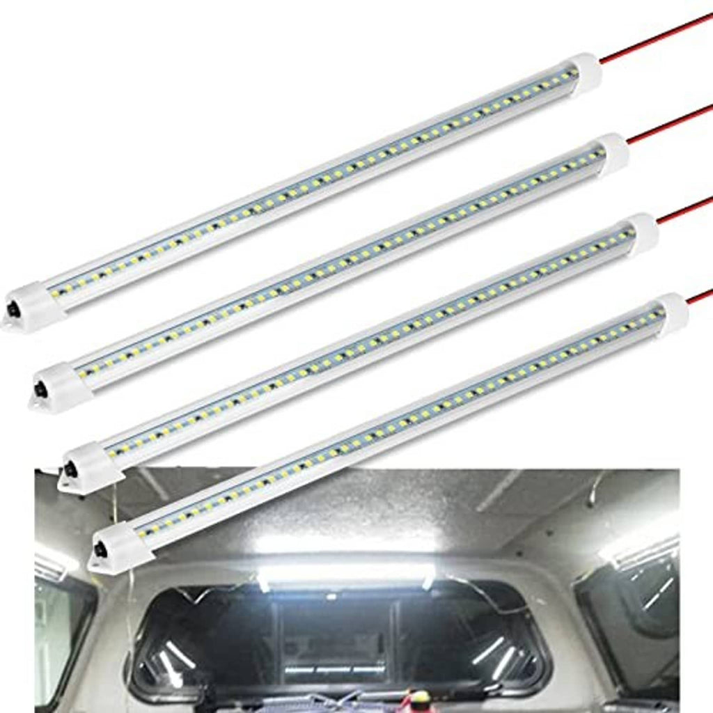Three slim 12V LED light bars with white ends and red/black power wires