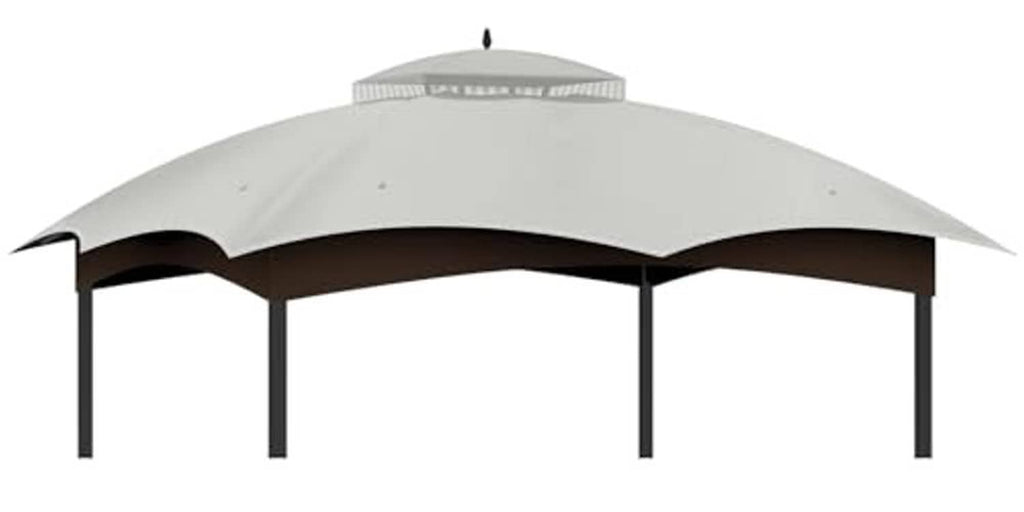 Gray curved gazebo canopy replacement top with dark trim and center vent