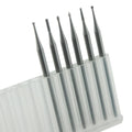 6-piece tungsten engraving router bits, 3/32in shanks, in clear plastic holder