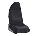 Black universal front seat cover, padded look with headrest opening and skirt