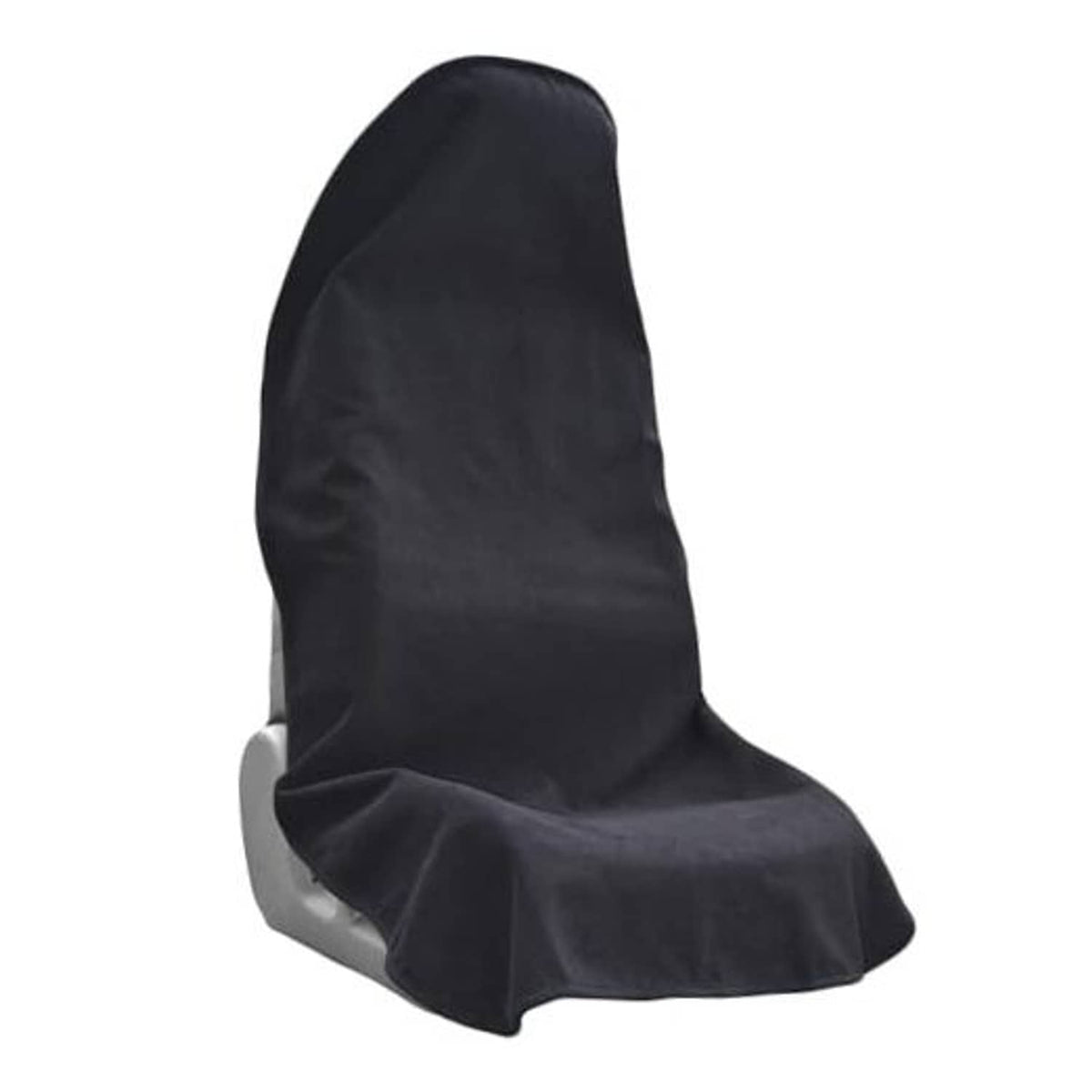 Black universal front seat cover, padded look with headrest opening and skirt