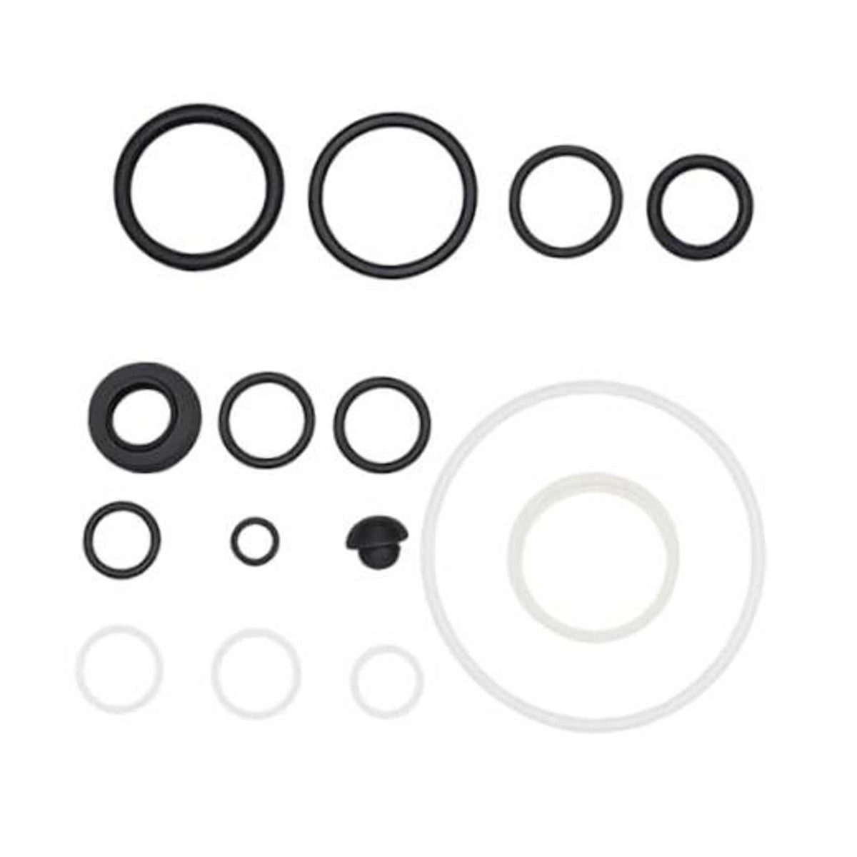 Assorted O-ring seal repair kit with black and clear rings and small rubber cap