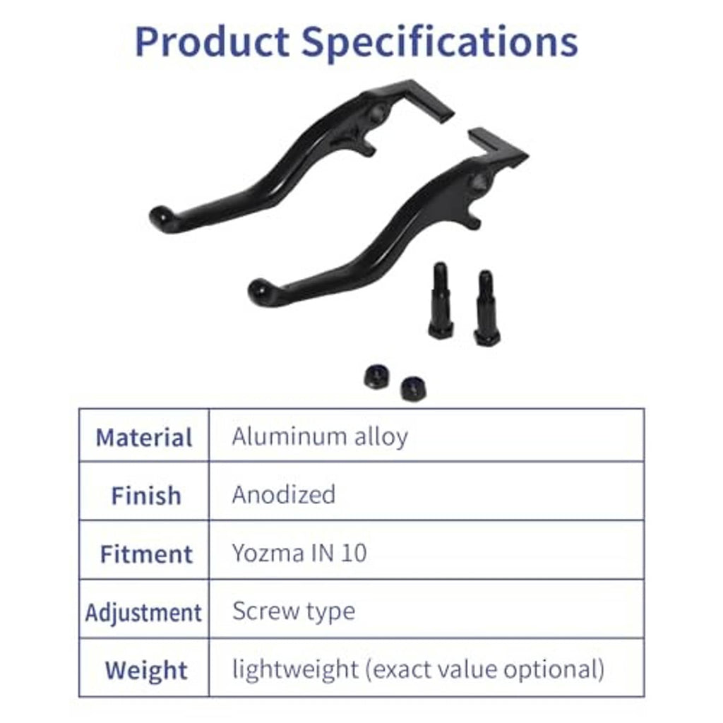 Black anodized aluminum brake levers with screw adjustment and mounting hardware