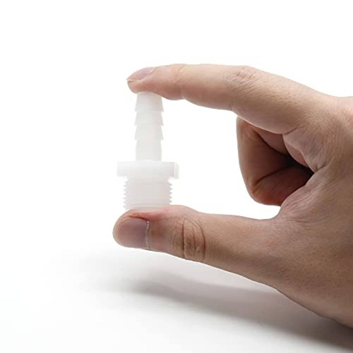 Plastic hose barb adapter with 1/2 in NPT male thread and 3/8 in barbed hose end