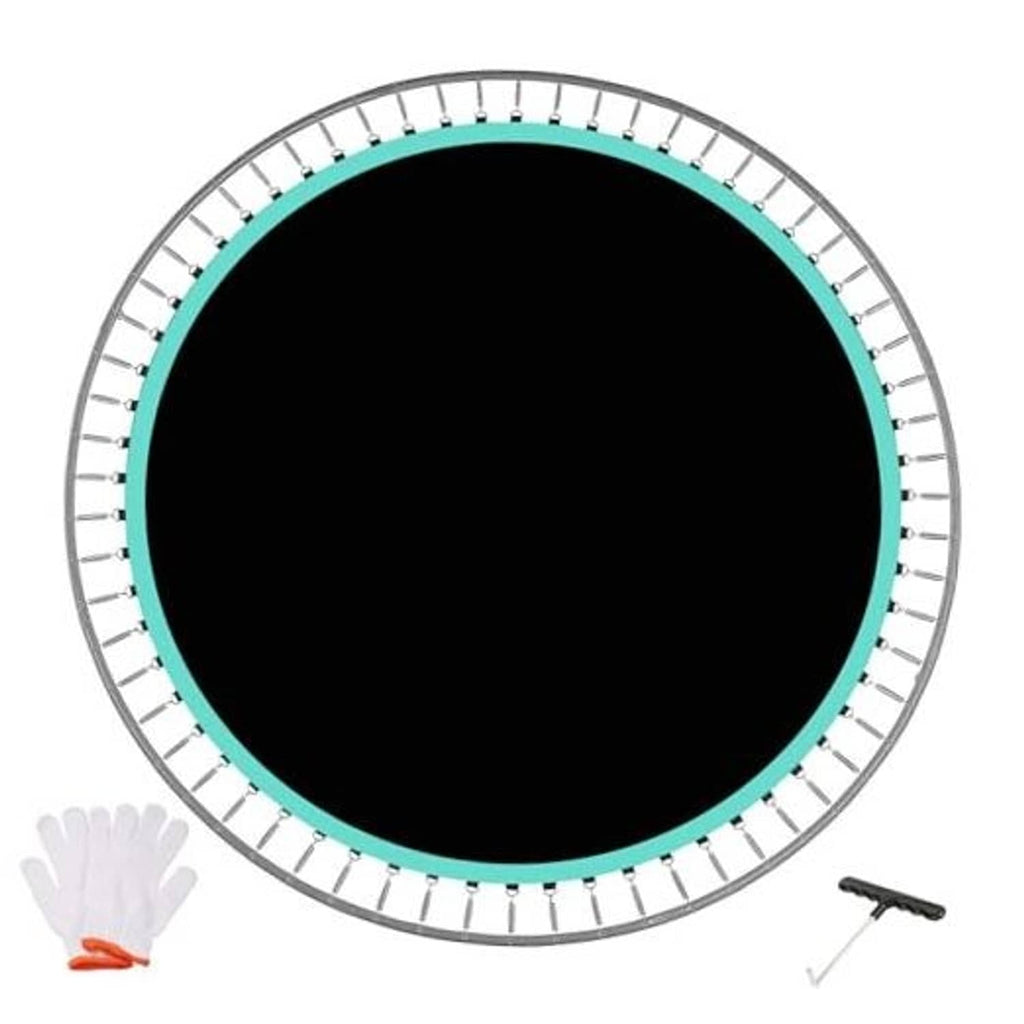 12 ft round trampoline replacement mat with black center and teal edge binding