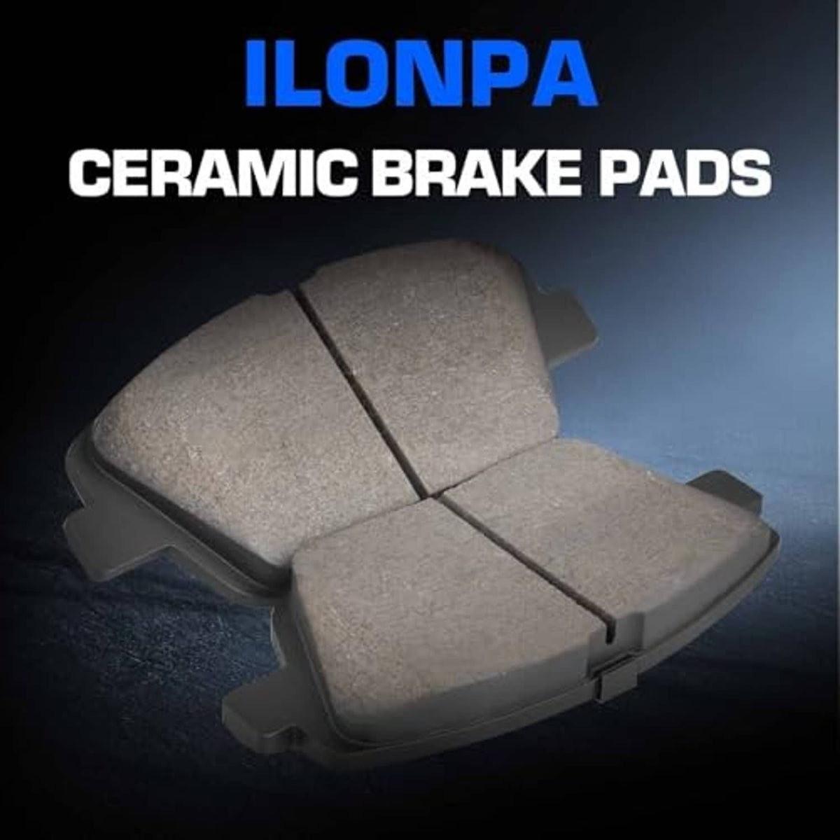 Ceramic brake pads pair with two gray friction surfaces and rubber backing
