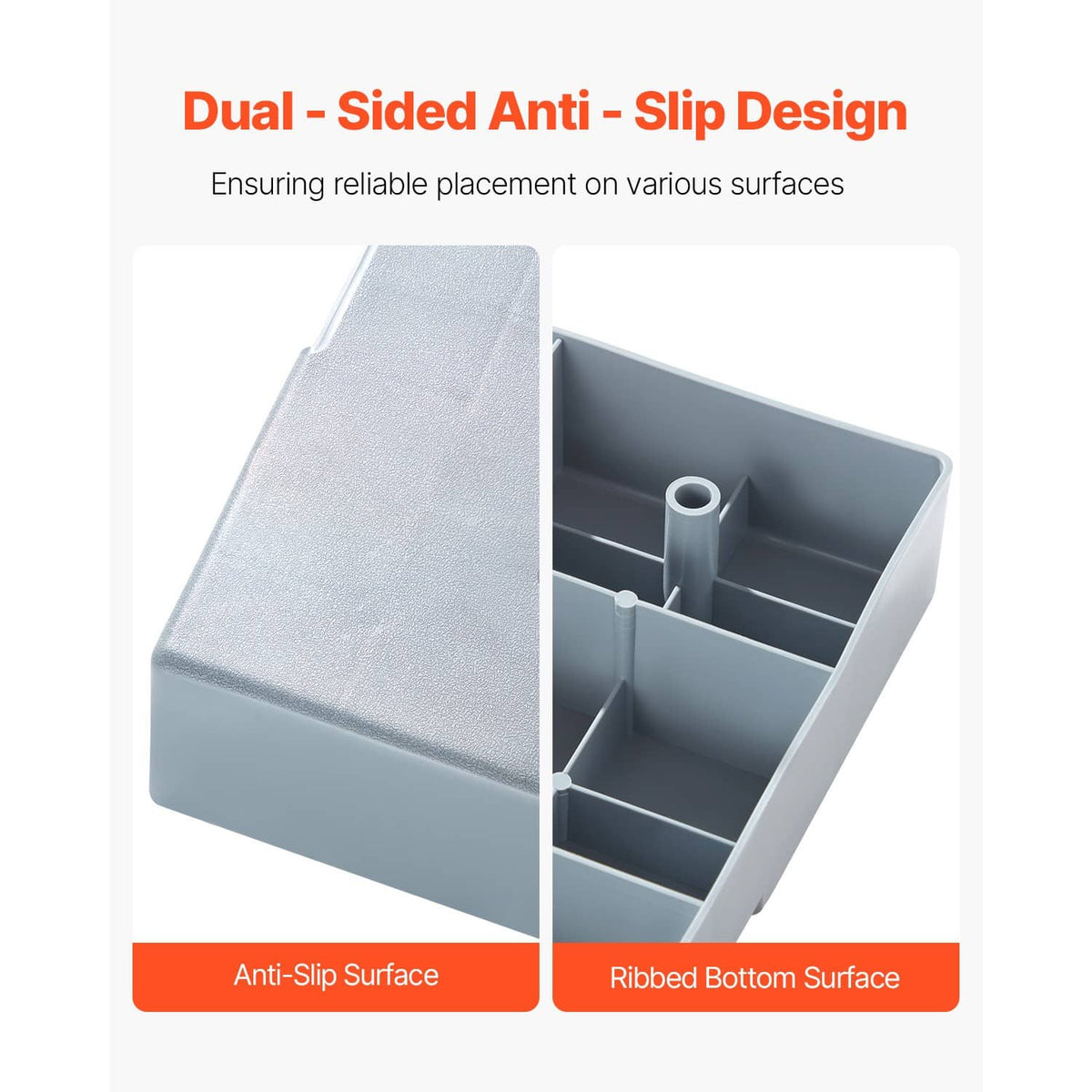 Anti-slip mini split pad with textured top and ribbed bottom surfaces