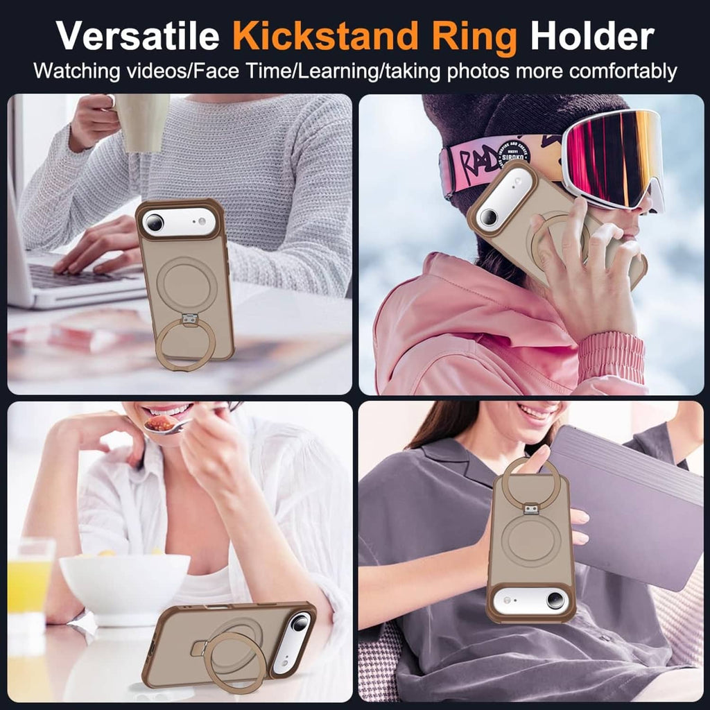 Desert brown phone case with ring kickstand and camera opening