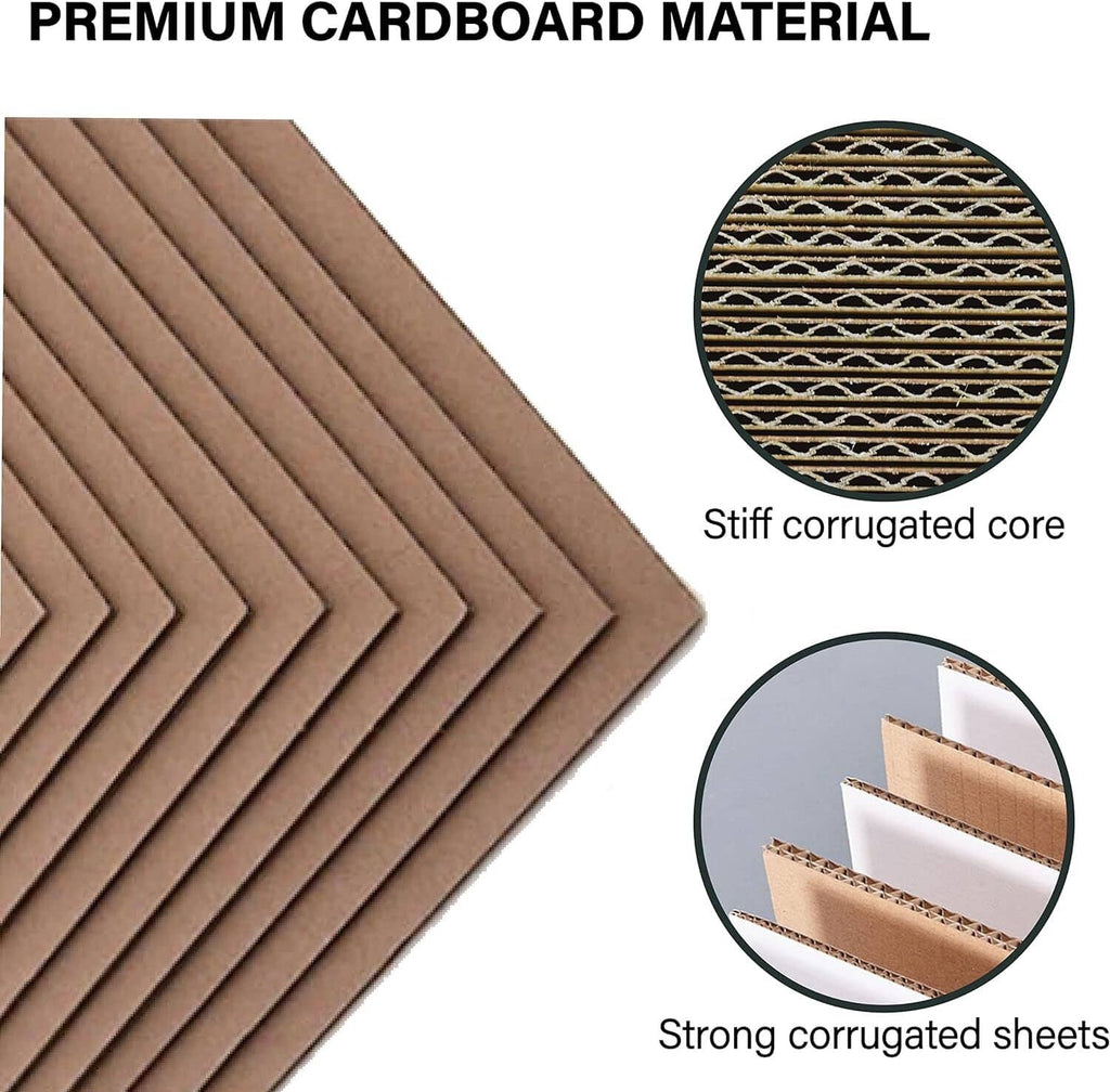 Brown corrugated cardboard sheets with stiff ribbed core